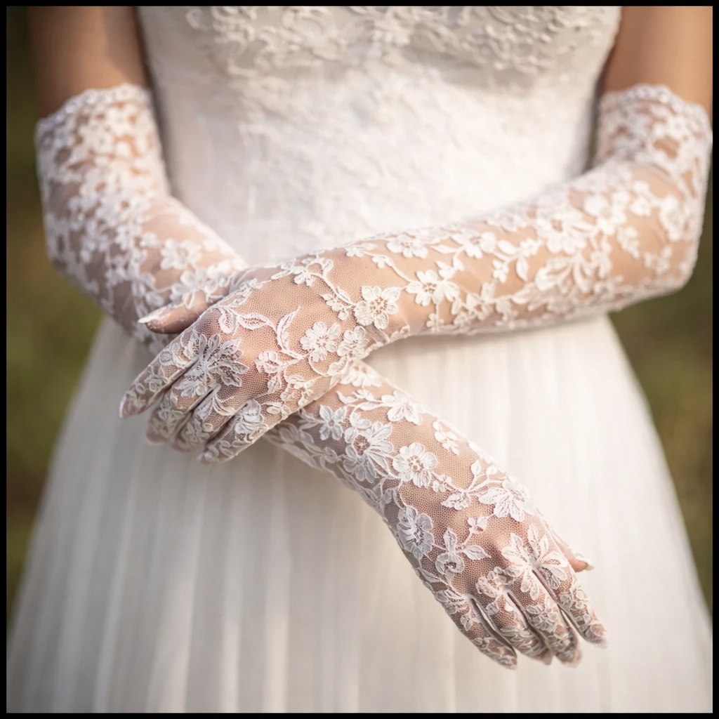 Long opera-length bridal gloves