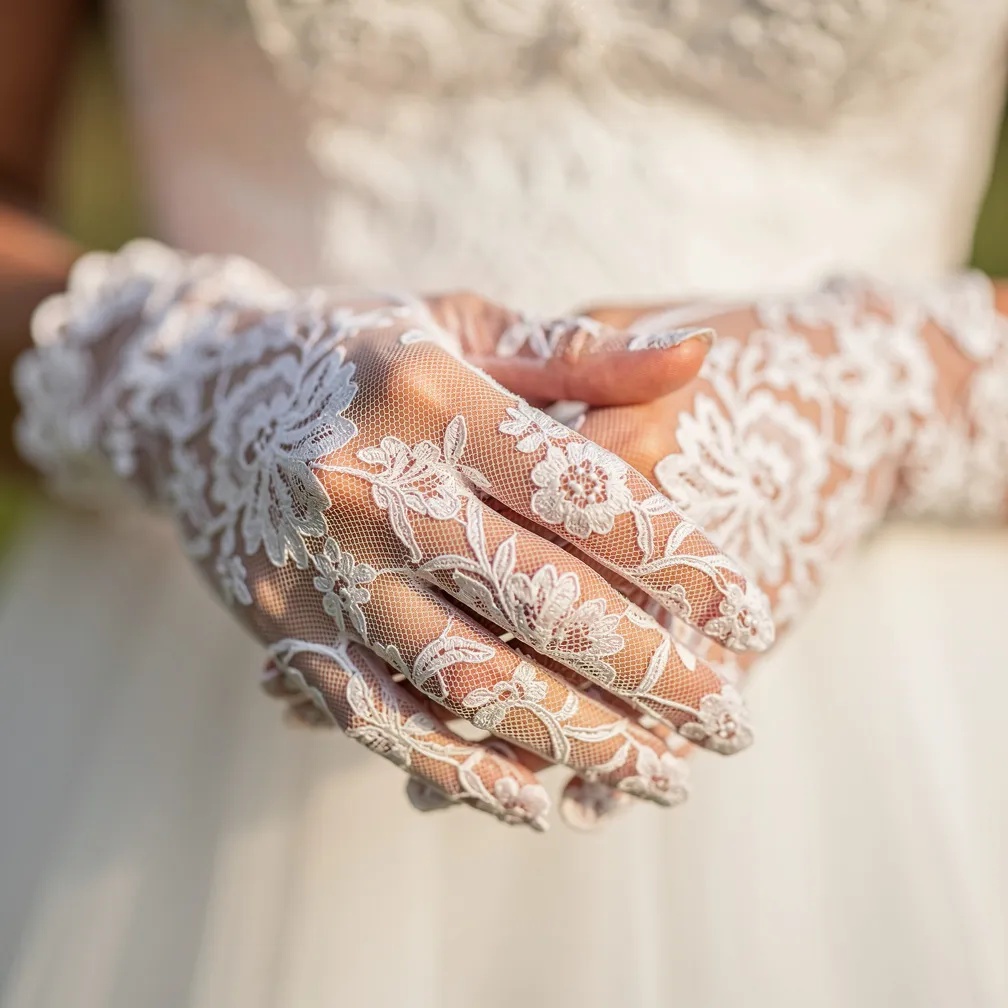 Short bridal gloves