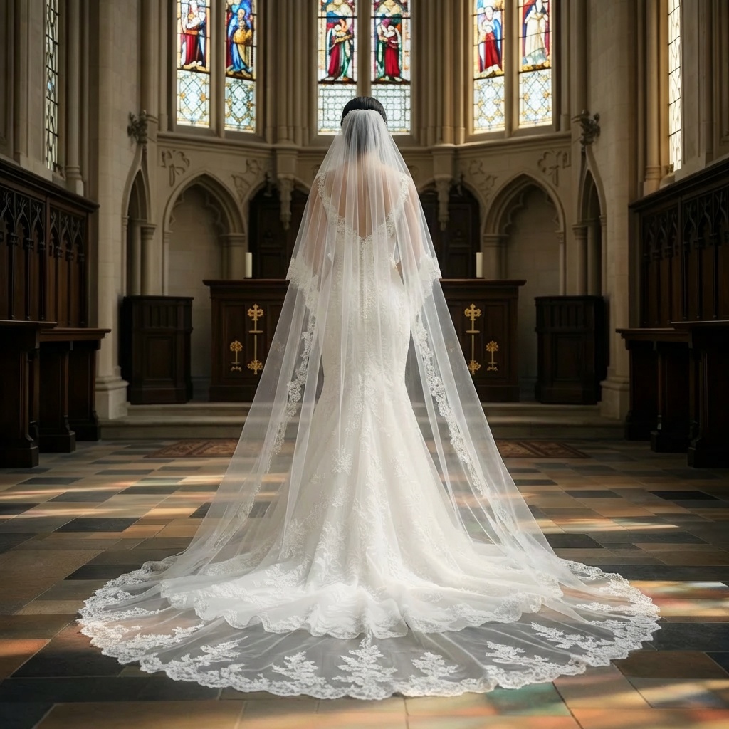 Bridal veil draped elegantly