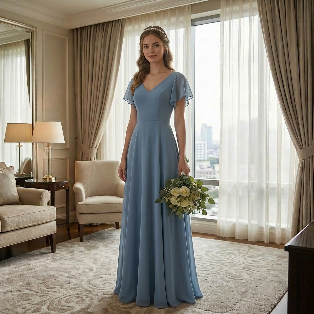 Bridesmaids in matching dresses